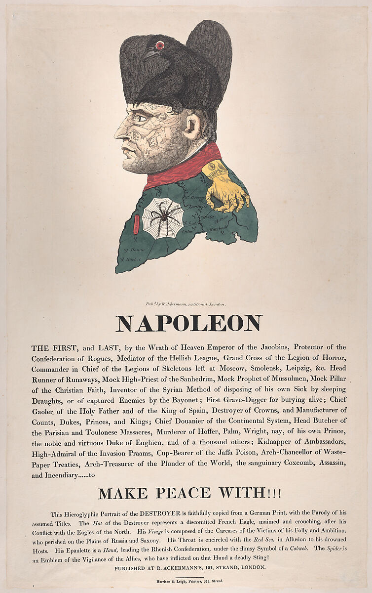 Napoleon, Thomas Rowlandson (British, London 1757–1827 London), Hand-colored etching, letterpress 