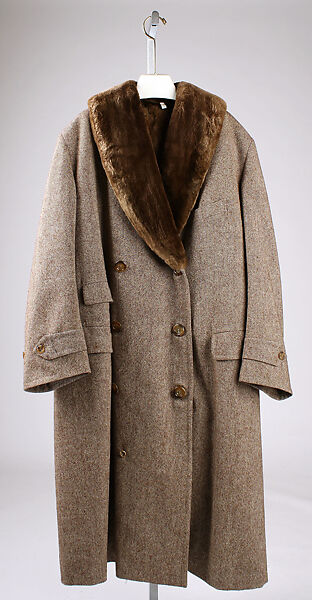 Coat, wool, fur (beaver and mink?), silver, British 