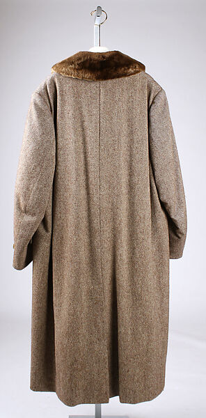 Coat, wool, fur (beaver and mink?), silver, British