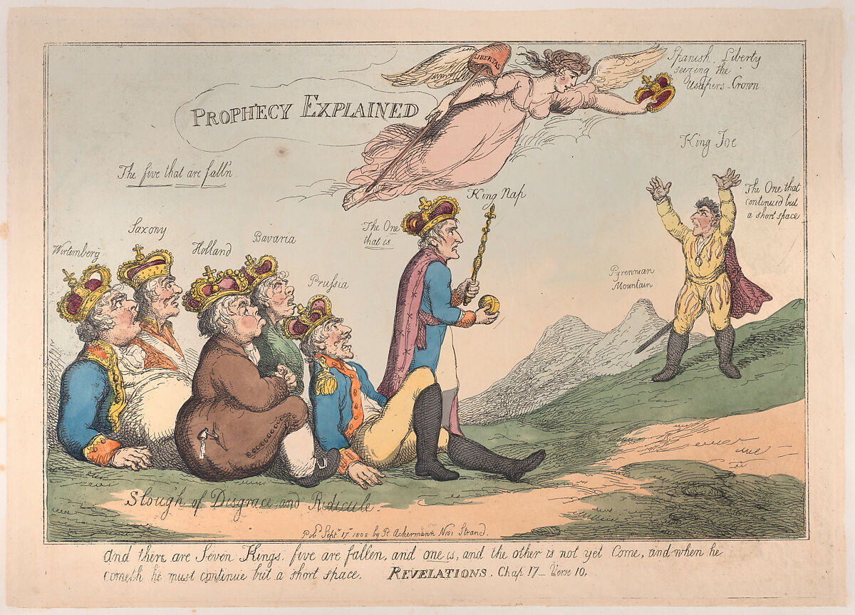 Prophecy Explained, Thomas Rowlandson (British, London 1757–1827 London), Hand-colored etching 