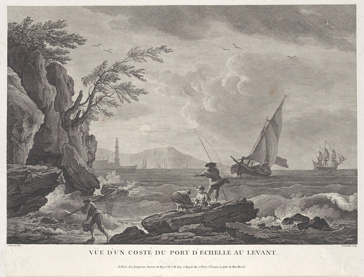 Coastal View of a Port City in the Levant, After Joseph Vernet (French, Avignon 1714–1789 Paris), Engraving 