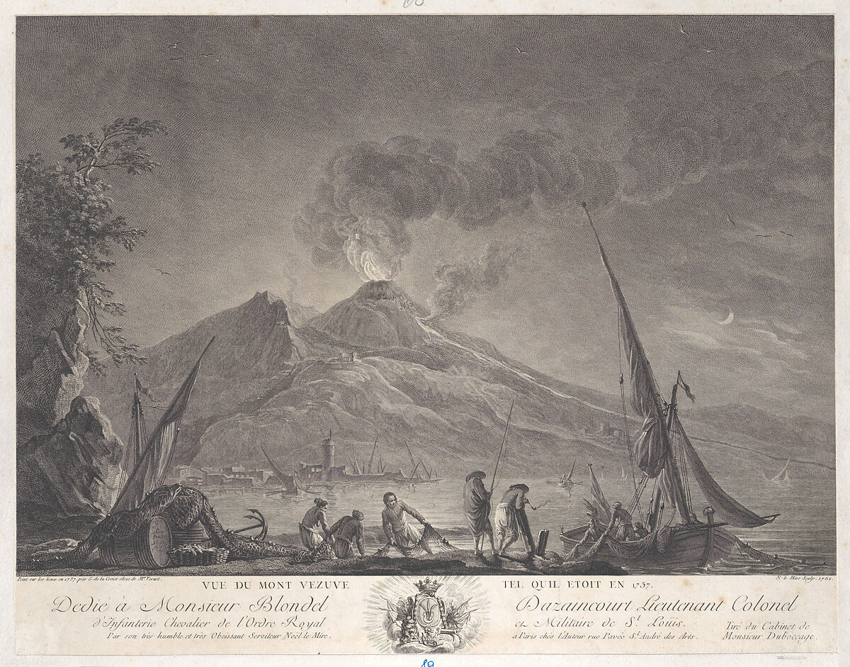 View of Mount Vesuvius as it was in 1757, Charles François Grenier de Lacroix (French, Marseille 1700?–1782 Berlin), Engraving 