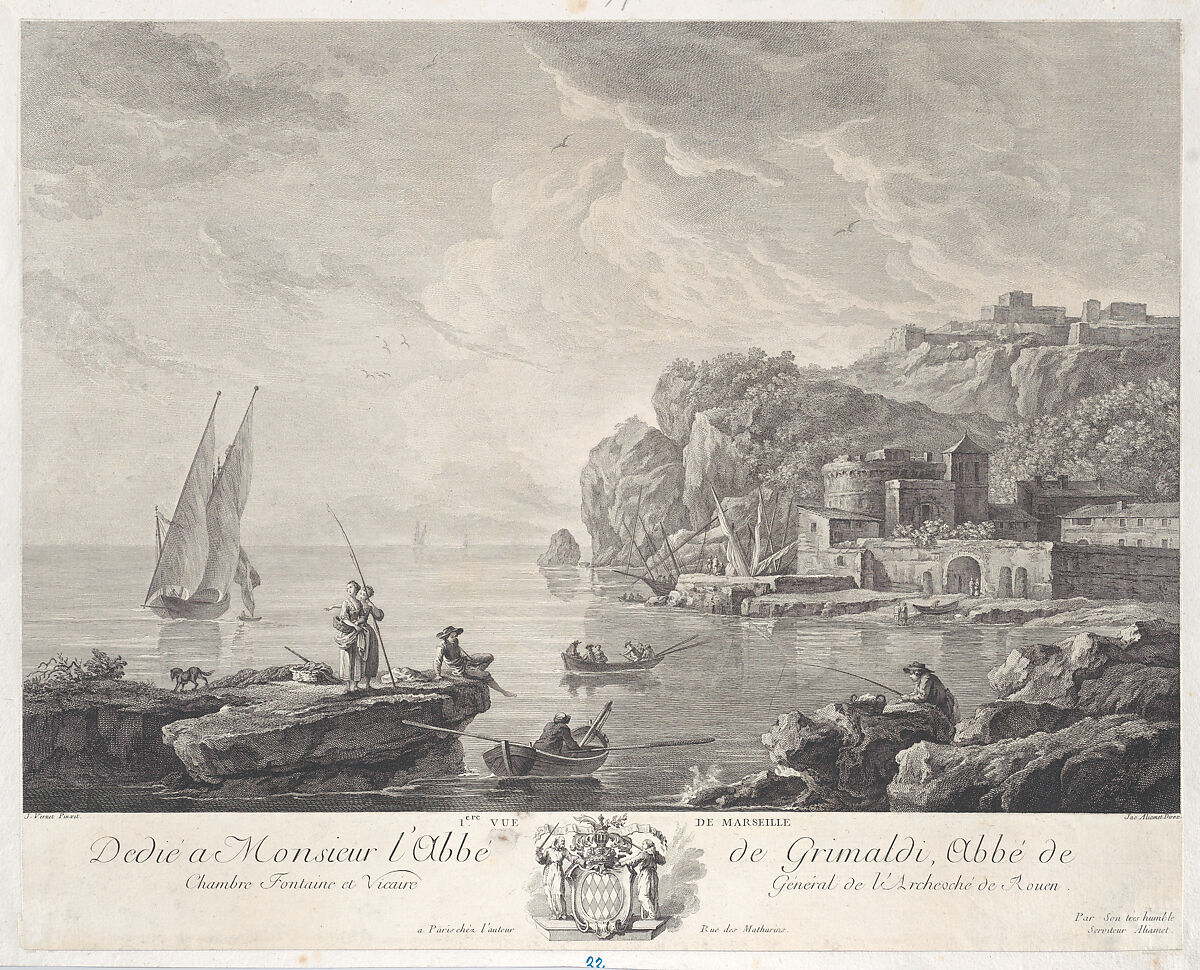 First View of Marseille, After Joseph Vernet (French, Avignon 1714–1789 Paris), Engraving; second state of three 