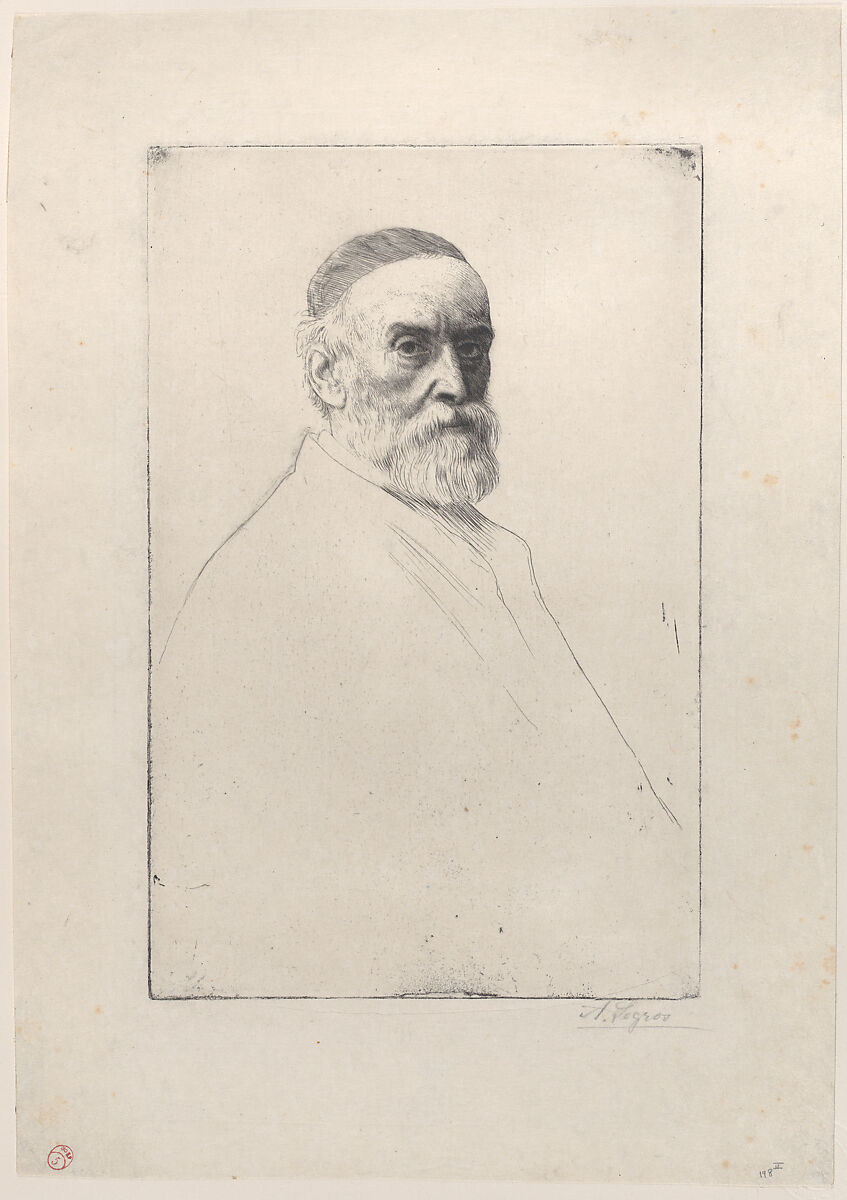 Portrait of George Frederic Watts, Alphonse Legros (French, Dijon 1837–1911 Watford, Hertfordshire), Etching 