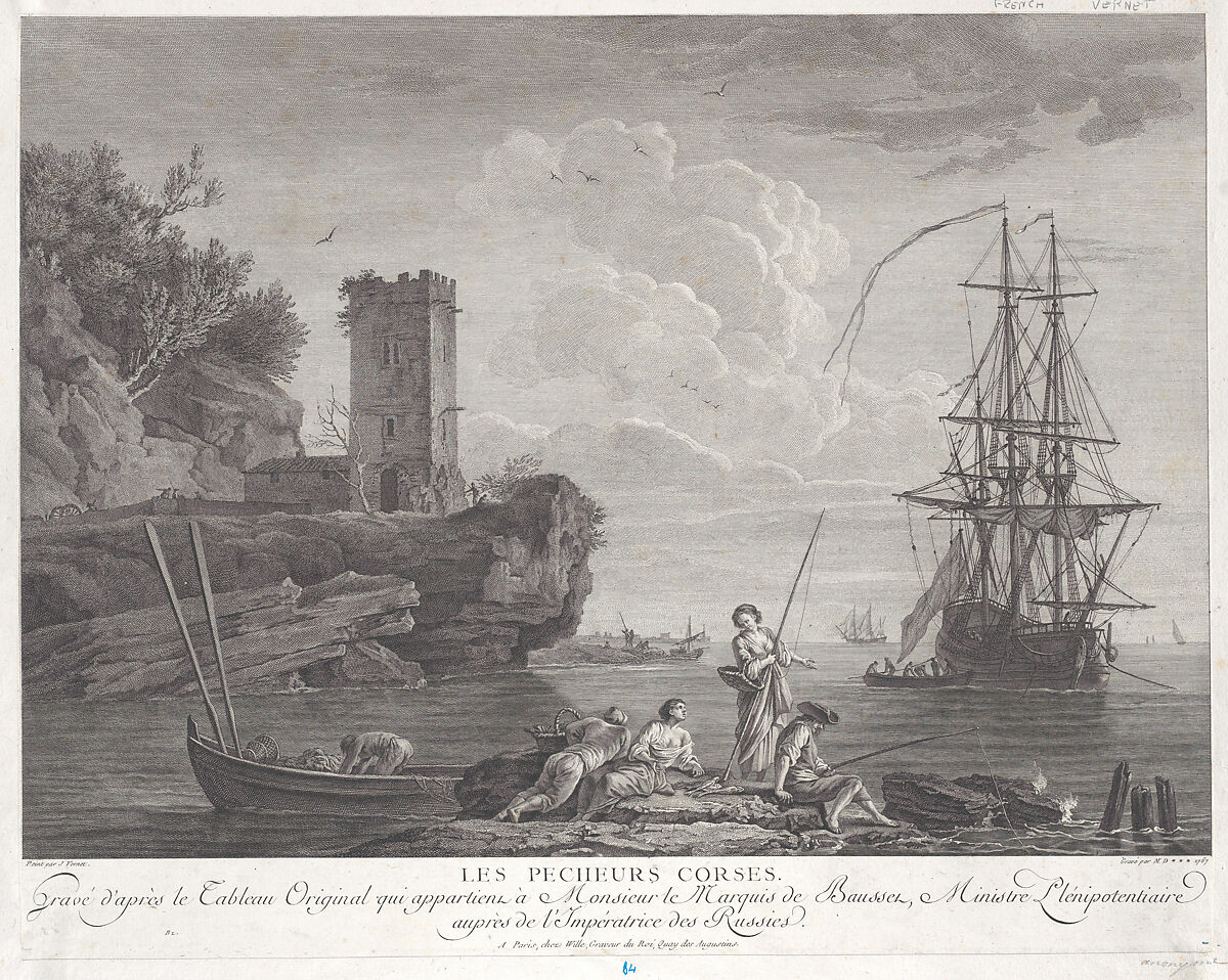The Corsican Fishermen, After Joseph Vernet (French, Avignon 1714–1789 Paris), Engraving 