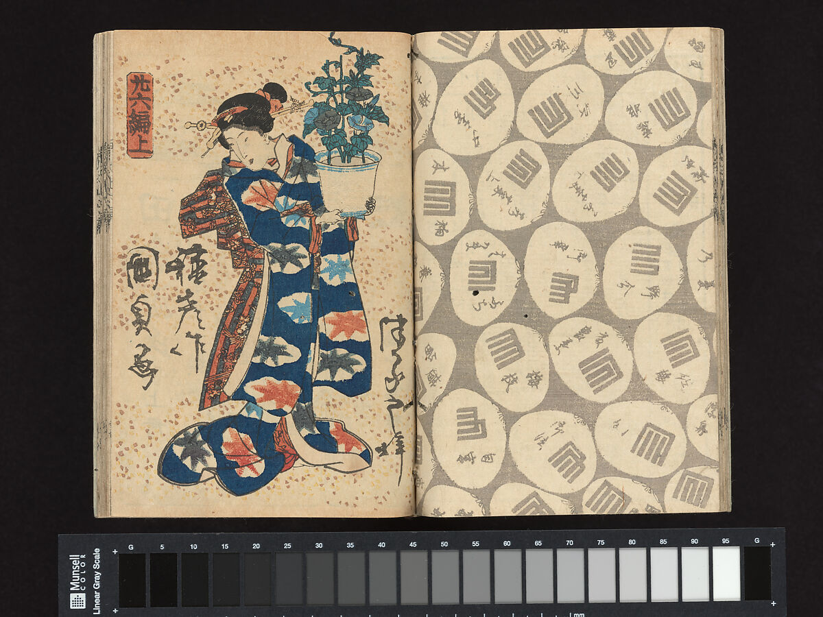 A Fraudulent Murasaki’s Rustic Genji  by Ryūtei Tanehiko, Utagawa Kunisada (Japanese, 1786–1864), Set of nineteen woodblock-printed booklets; ink on paper, color-printed covers, Japan