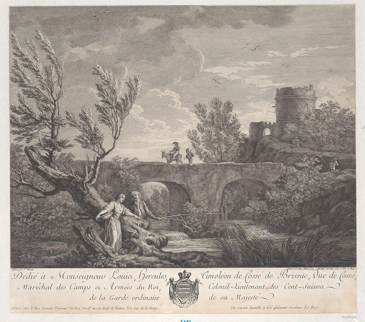 The Village Fountain, After Joseph Vernet (French, Avignon 1714–1789 Paris), Engraving; first state of two 