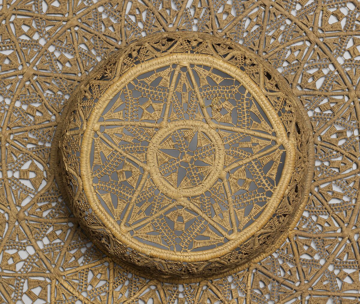 Hat, (a) grass or rush  
(b, c) lacquered bamboo, British