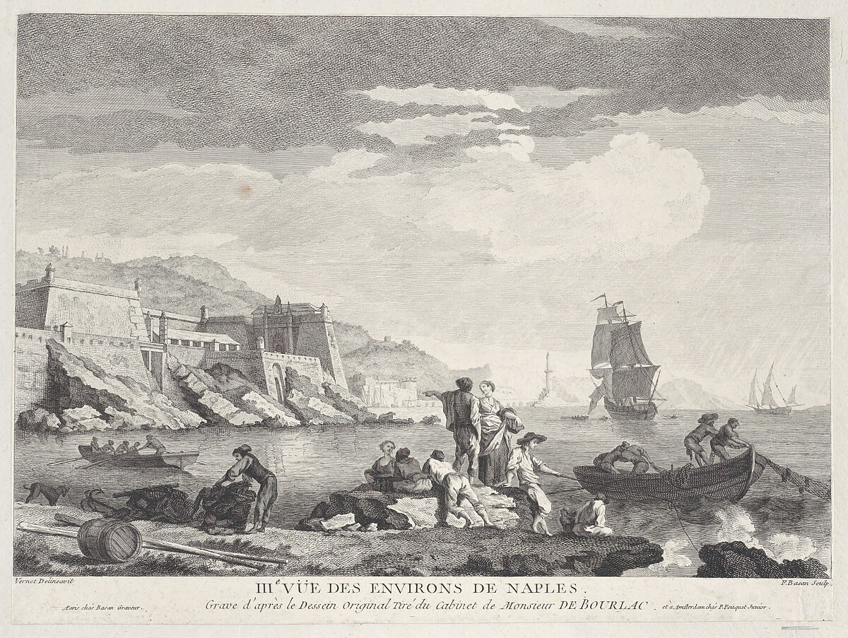 Third View of the Surroundings of Naples, After Joseph Vernet (French, Avignon 1714–1789 Paris), Engraving; first state of two 