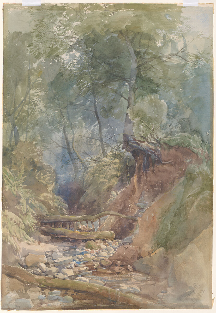 A Stream near Clovelly, North Devon, John Middleton (British, Norwich 1827–1856 Norwich), Watercolor over graphite with touches of gouache (bodycolor) and reductive techniques 