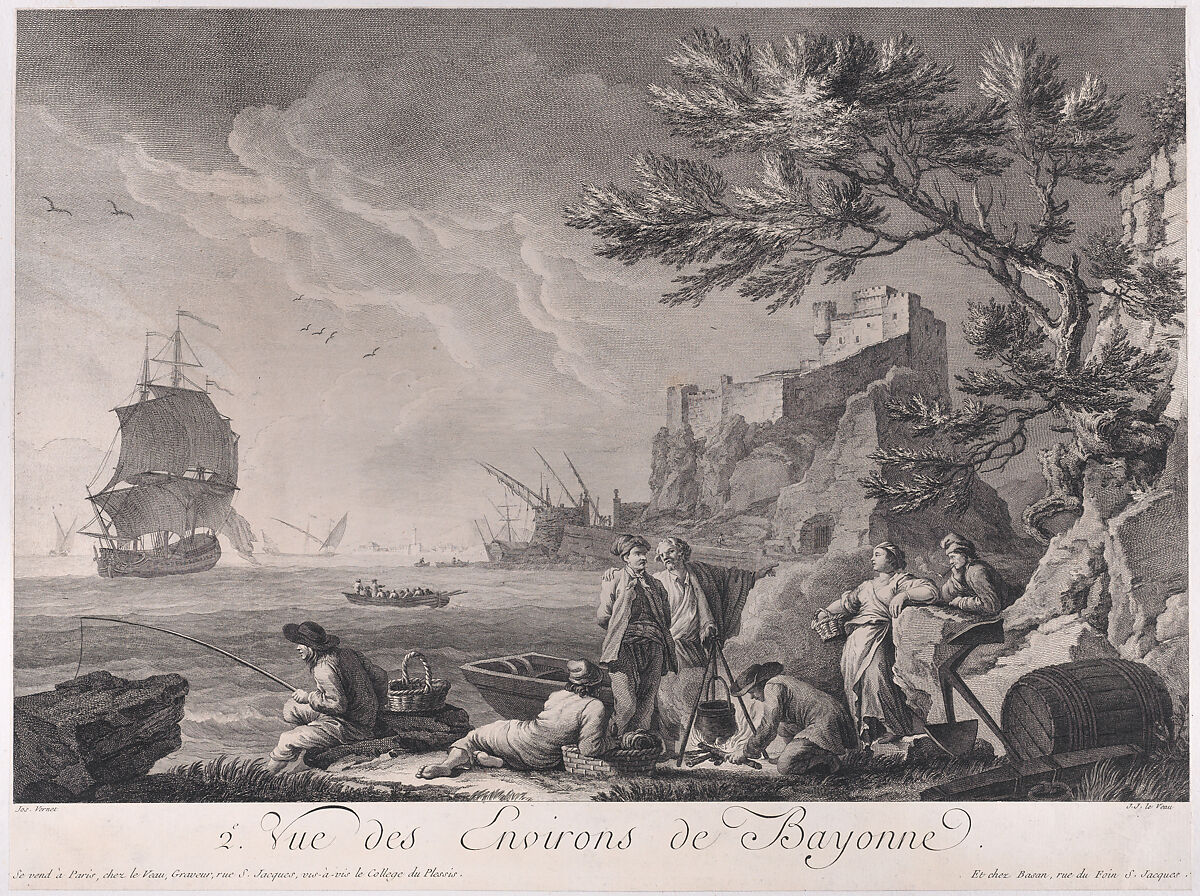 Second View of the Surroundings of Bayonne, After Joseph Vernet (French, Avignon 1714–1789 Paris), Engraving 