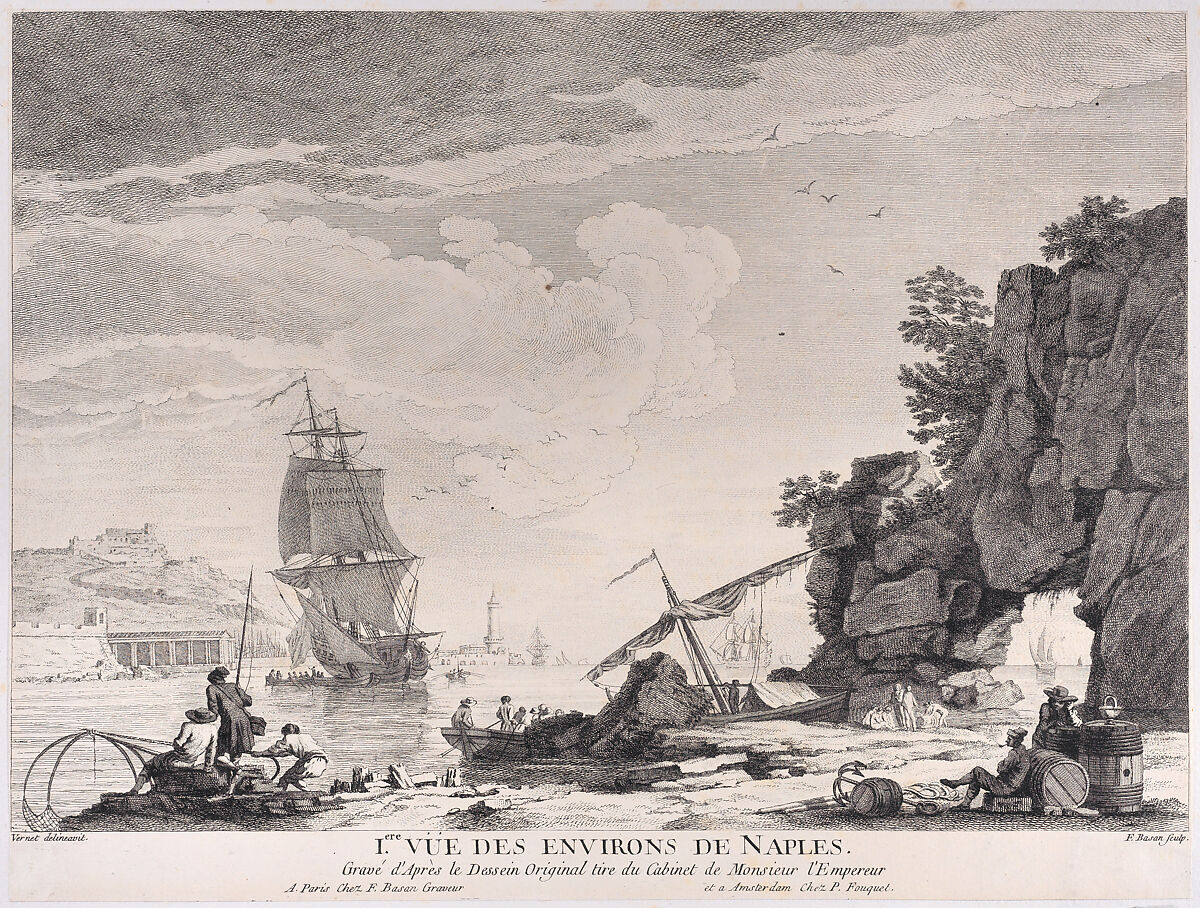 First View of the Surroundings of Naples, After Joseph Vernet (French, Avignon 1714–1789 Paris), Engraving 