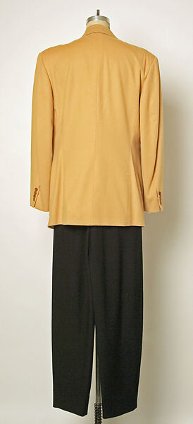 Ensemble, Donna Karan New York (American, founded 1985), (a, c) wool; (b) suede; (d, e) leather, American