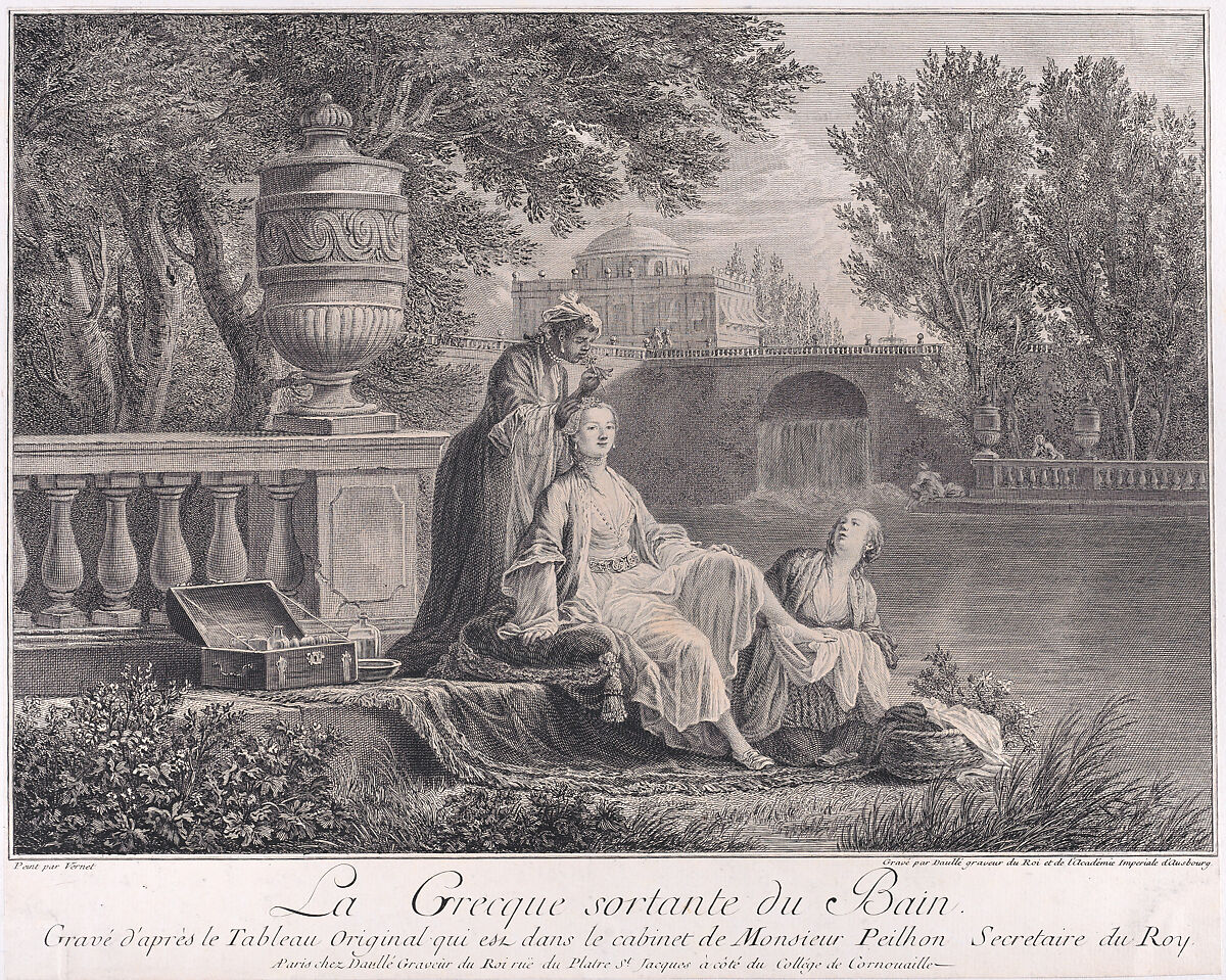 The Greek Woman Leaving the Bath, After Joseph Vernet (French, Avignon 1714–1789 Paris), Engraving 