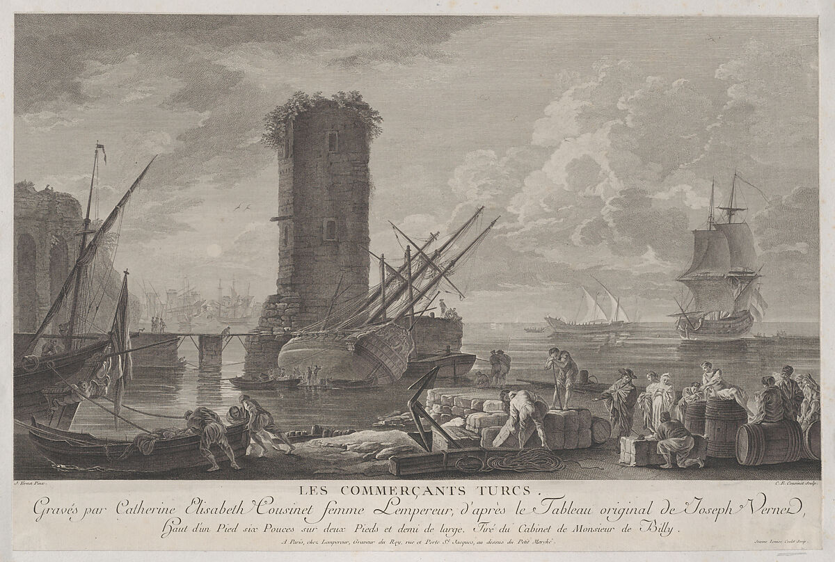 Turkish Traders, After Joseph Vernet (French, Avignon 1714–1789 Paris), Engraving; second state of two 