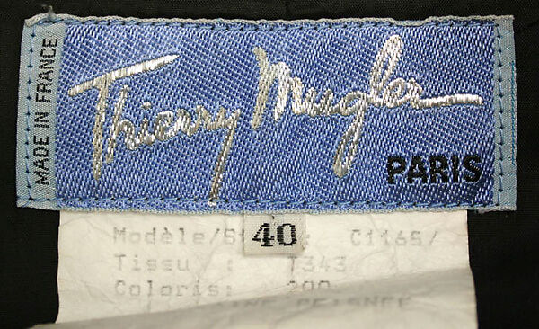 Suit, Mugler (French, founded 1974), (a,b) wool; (c) wool, plastic, French