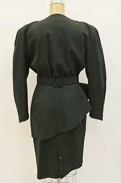 Suit, Mugler (French, founded 1974), (a,b) wool; (c) wool, plastic, French