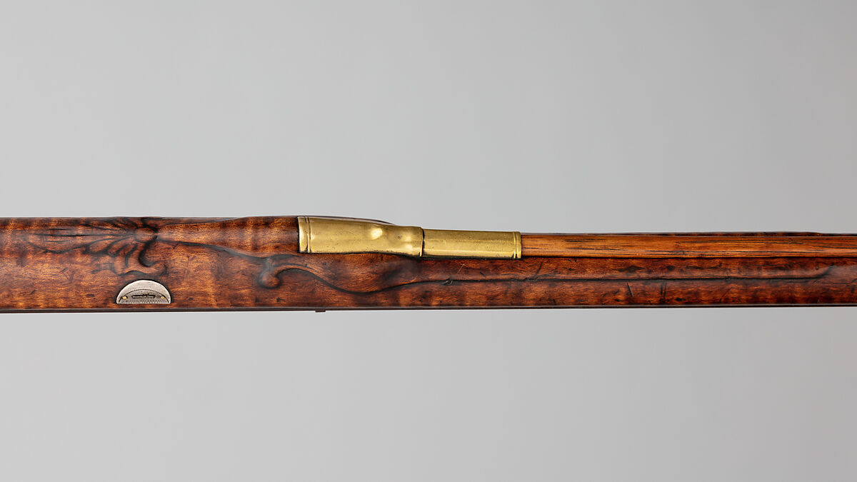 Flintlock Longrifle, George Schreyer, Sr. (American, Conewago, Pennsylvania 1739–1819 Hanover, Pennsylvania), Wood (maple), steel, iron, brass, silver, American, Pennsylvania, York County