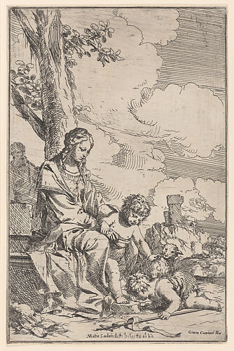 The Holy Family with the infant Saint John kissing Christ's feet