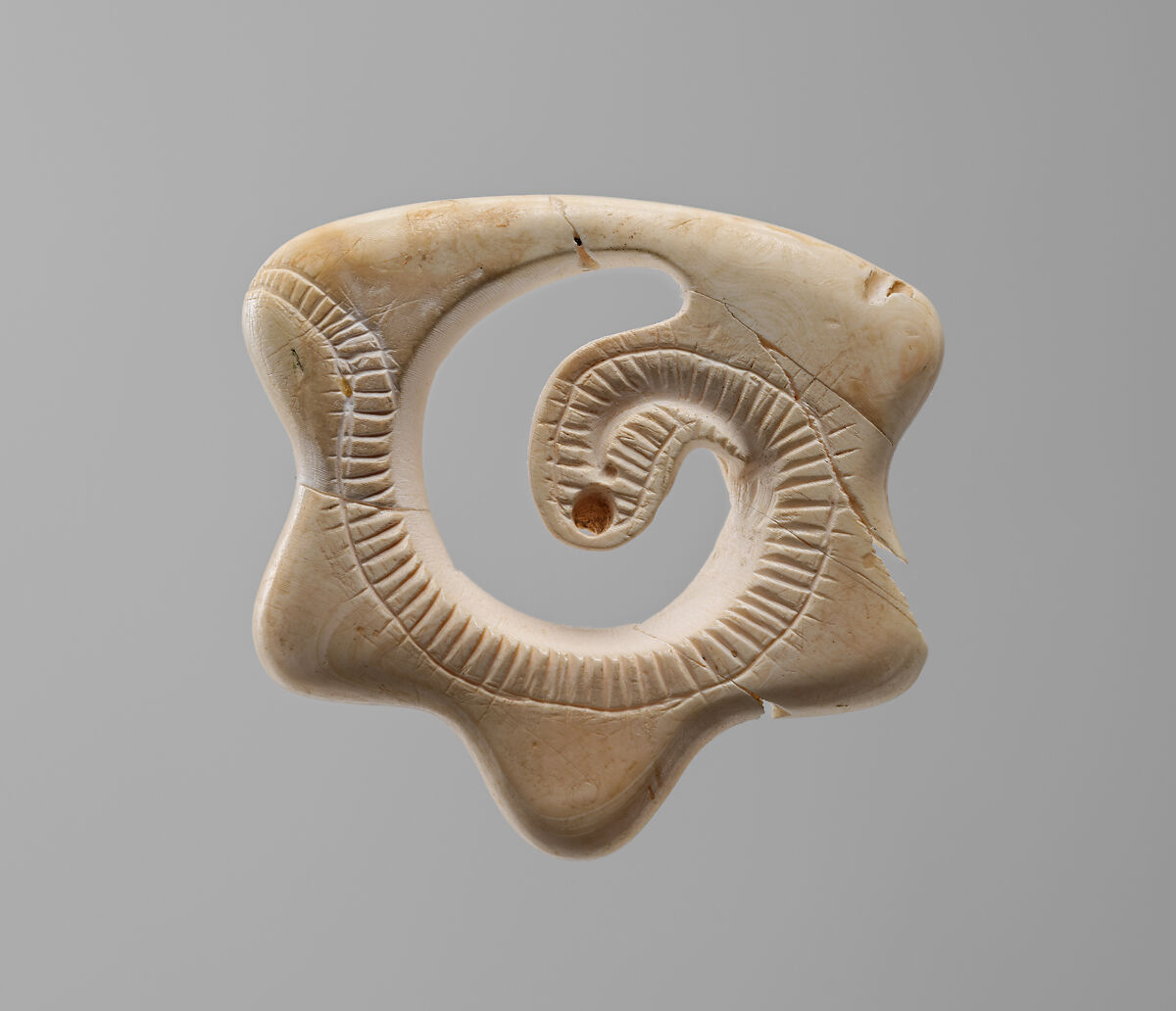 Feathered serpent pendant, Mexica artist(s), Shell, Mexica (Aztec)