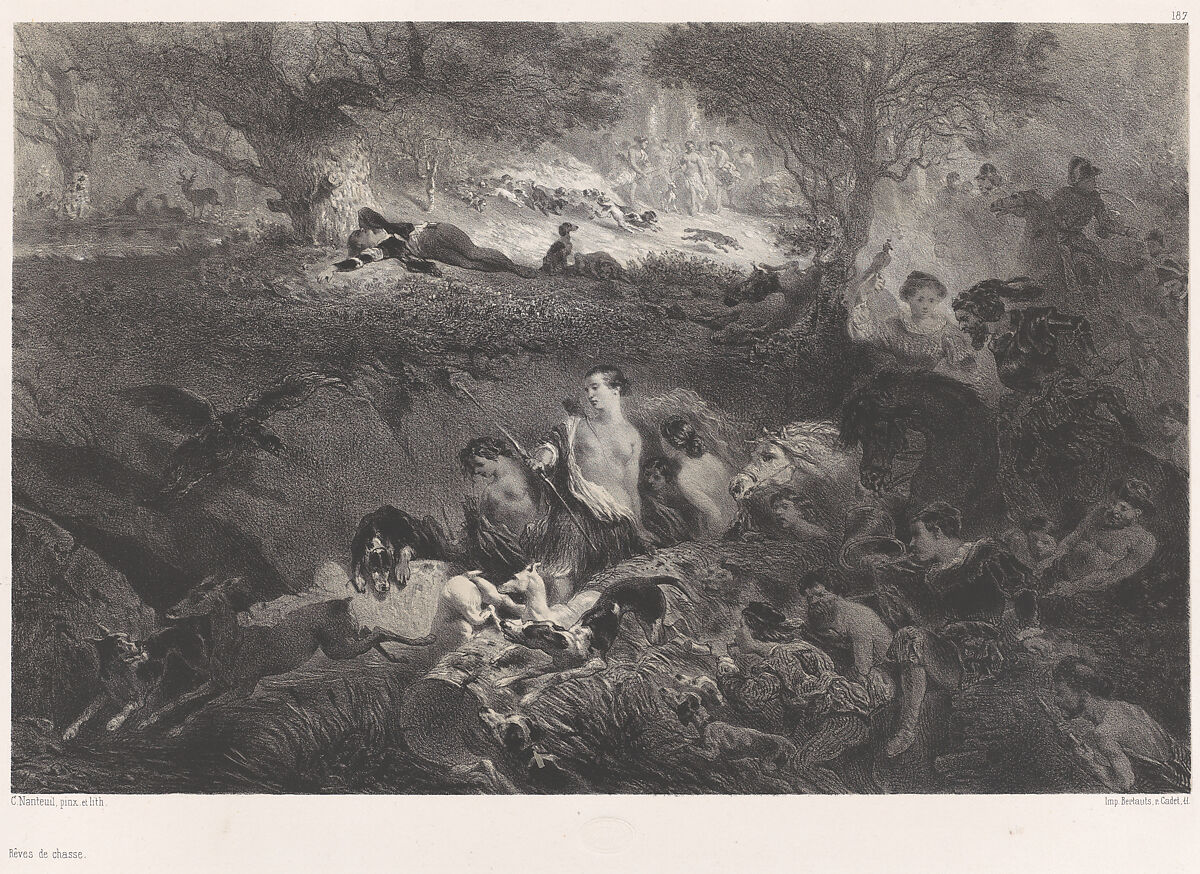 Dreams of Hunting, Célestin Nanteuil (French (born Italy), Rome 1813–1873 Bourron-Marlotte), Lithograph 