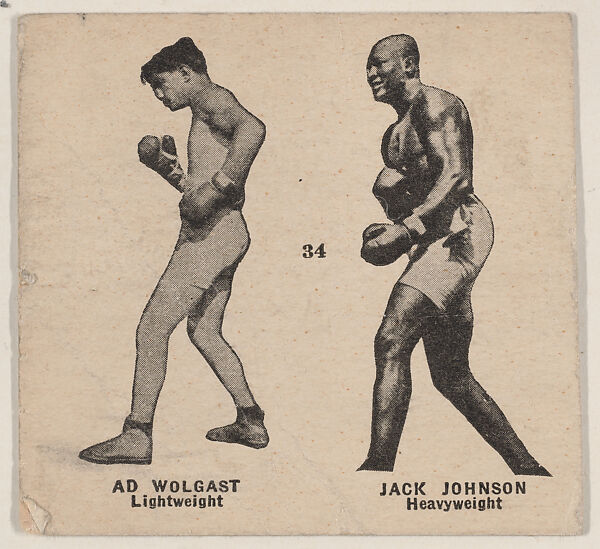 Ad Wolgast, Lightweight and Jack Johnson, Heavyweight, from Boxers strip cards (W580), Commercial photolithograph 