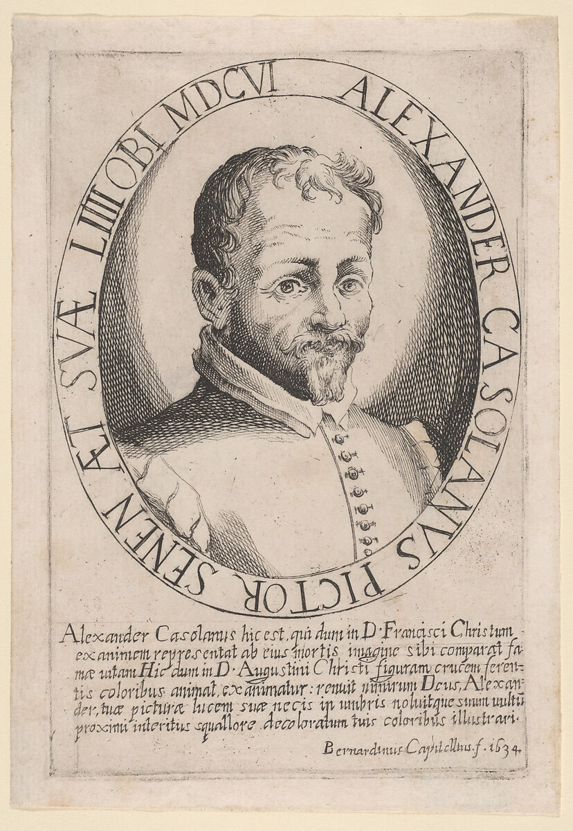 Portrait of Alessandro Casolani, Bernardino Capitelli (Italian, Siena, 1590–1639), Etching 