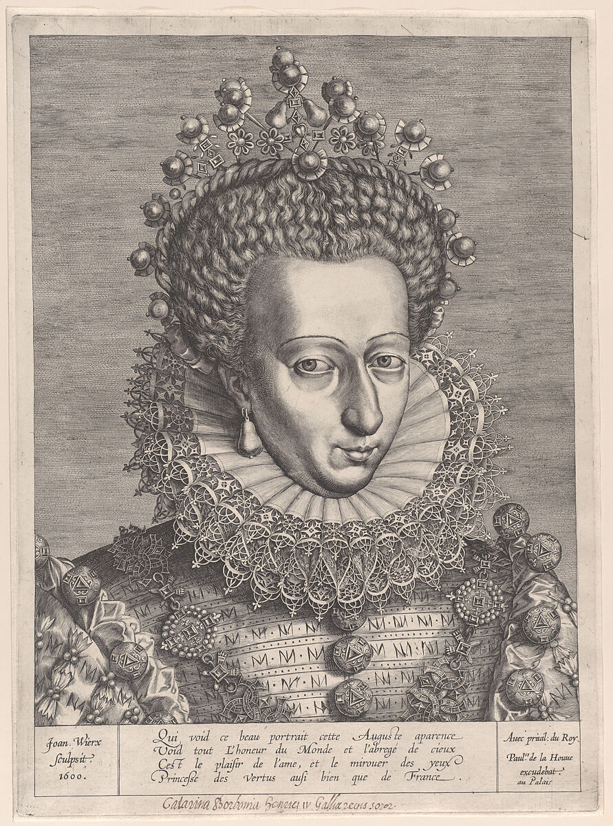 Portrait of Catherine de Bourbon, Jan (Johannes) Wierix (Netherlandish, Antwerp 1549–1615 Brussels), Engraving 