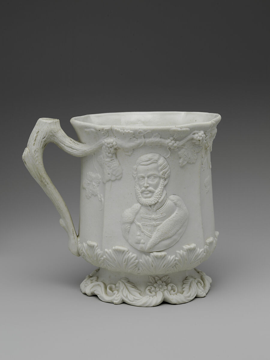 Mug, Attributed to William Bloor (American, 1821–1877), Parian porcelain, clear glaze, American