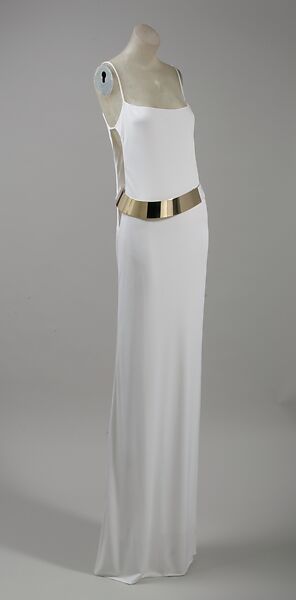 Evening ensemble, Gucci (Italian, founded 1921), rayon, brass, Italian 