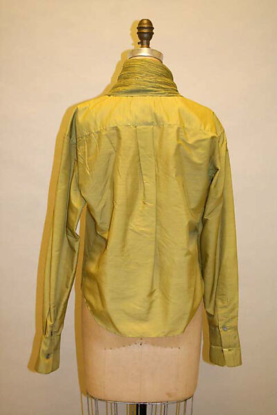 Ensemble, Romeo Gigli (Italian, born 1949), (a,b) cotton, lycra
(c) silk, wool, nylon
(d,e) synthetic fiber, leather, Italian