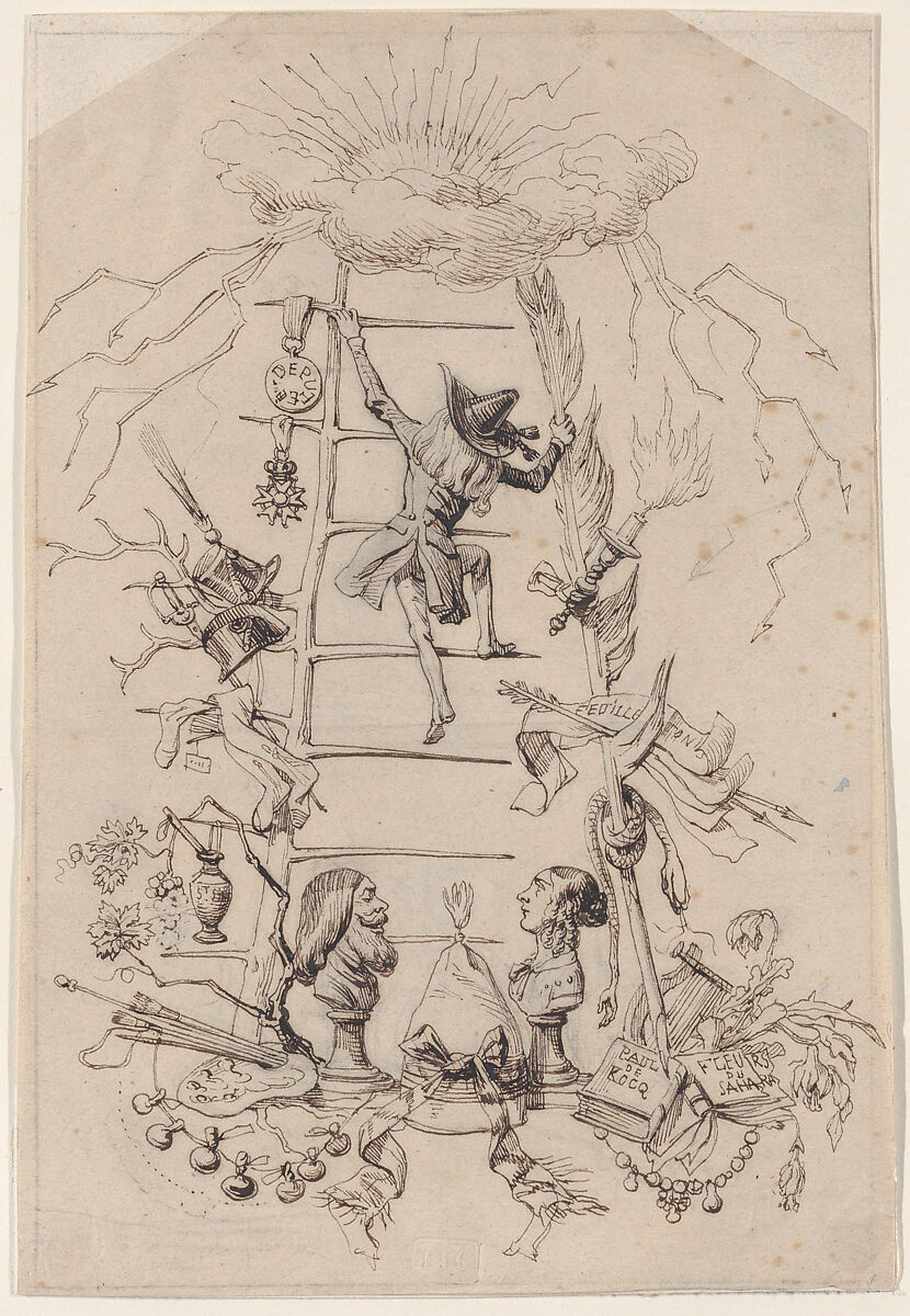 Illustration in Jérôme Paturot, by Louis Reybaud, Paris, 1846, J. J. Grandville (French, Nancy 1803–1847 Vanves), Pen and brown ink 
