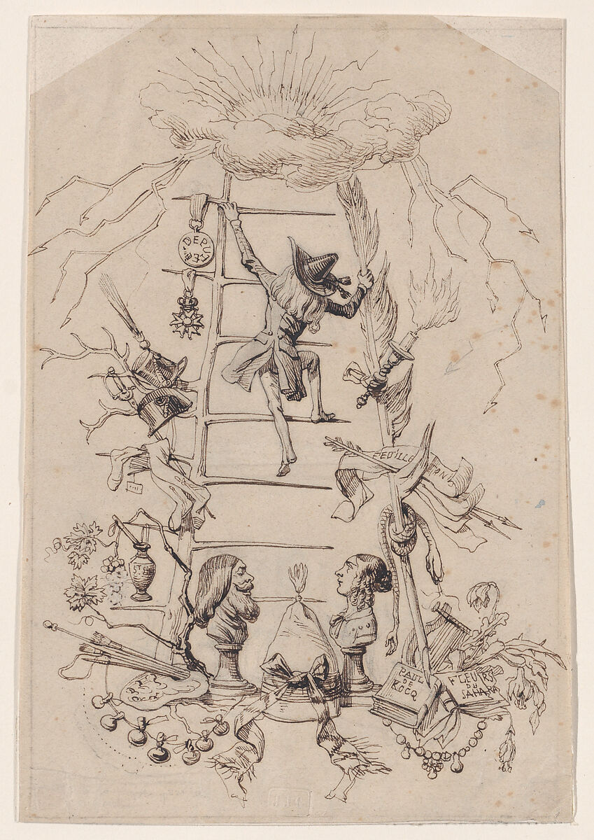 Illustration in Jérôme Paturot, by Louis Reybaud, Paris, 1846, J. J. Grandville (French, Nancy 1803–1847 Vanves), Pen and brown ink