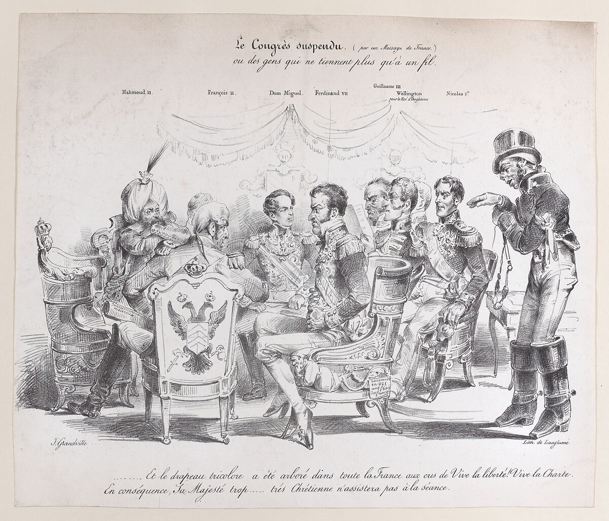 The Suspended Congress, J. J. Grandville (French, Nancy 1803–1847 Vanves), Lithograph 