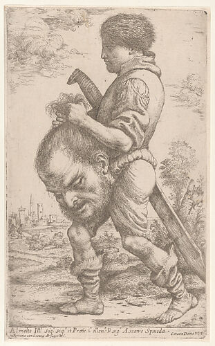 David carrying the head of Goliath, which he holds by the hair