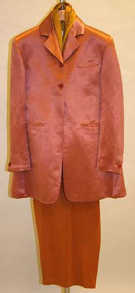 Ensemble, Romeo Gigli (Italian, born 1949), (a) silk; (b) silk, synthetic fiber; (c) cotton, lycra; (d,e) suede, Italian 