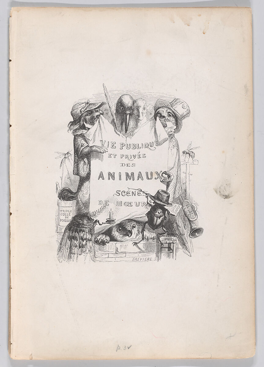 Private and Public Life of Animals; Scenes of Customs, J. J. Grandville (French, Nancy 1803–1847 Vanves), Wood engraving 
