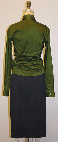 Suit, Romeo Gigli (Italian, born 1949), (a,b) wool, spandex; (c) rayon, nylon, lycra, Italian