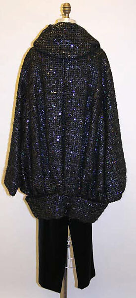 Evening ensemble, Romeo Gigli (Italian, born 1949), (a) acrylic, acetate, nylon, polyester, wool, mohair; (b) silk; (c) cotton; (d,e) synthetic fiber, leather, plastic, Italian