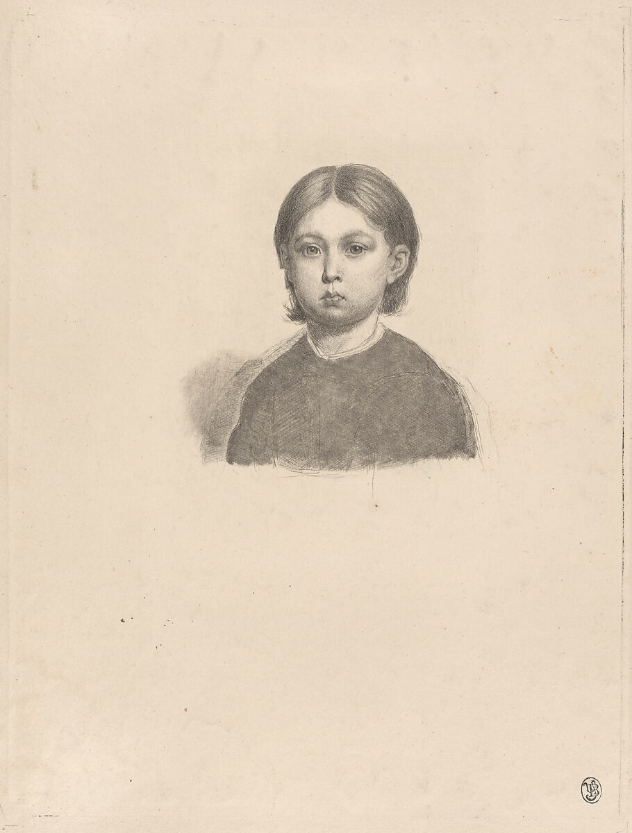 Portrait of a young girl, Luigi Calamatta (Italian, Civitavecchia 1801–1869 Milan), Etching 