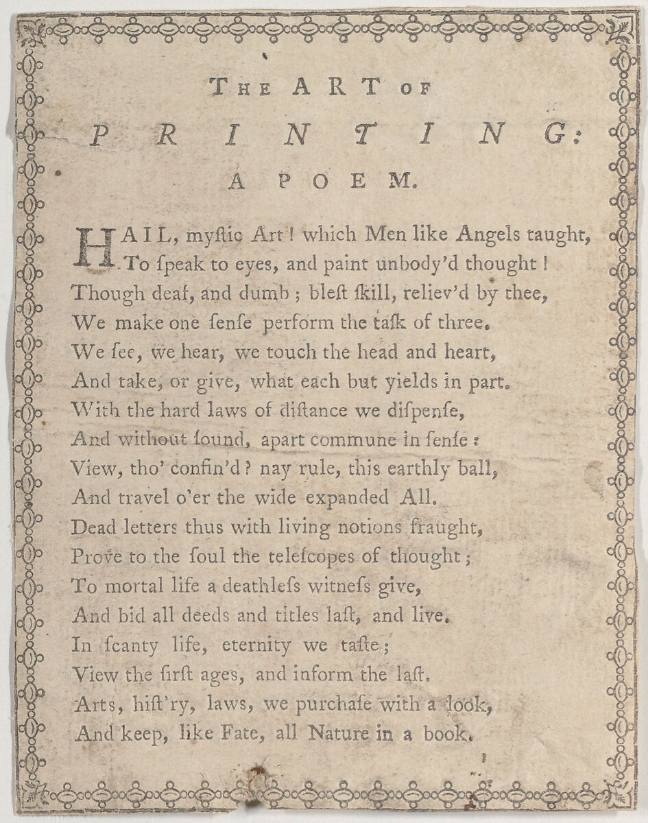 The Art of Printing: A Poem, Anonymous, British, 19th century, Letterpress 