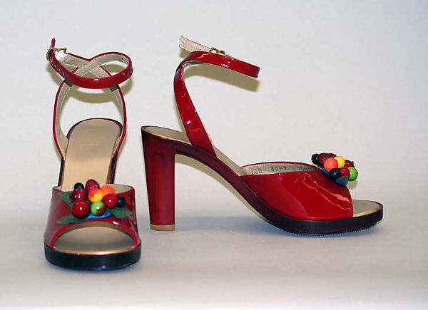 Sandals, House of Charles Jourdan (French, founded 1919), leather, plastic (acrylic, cellulose nitrate, polyurethane), French 