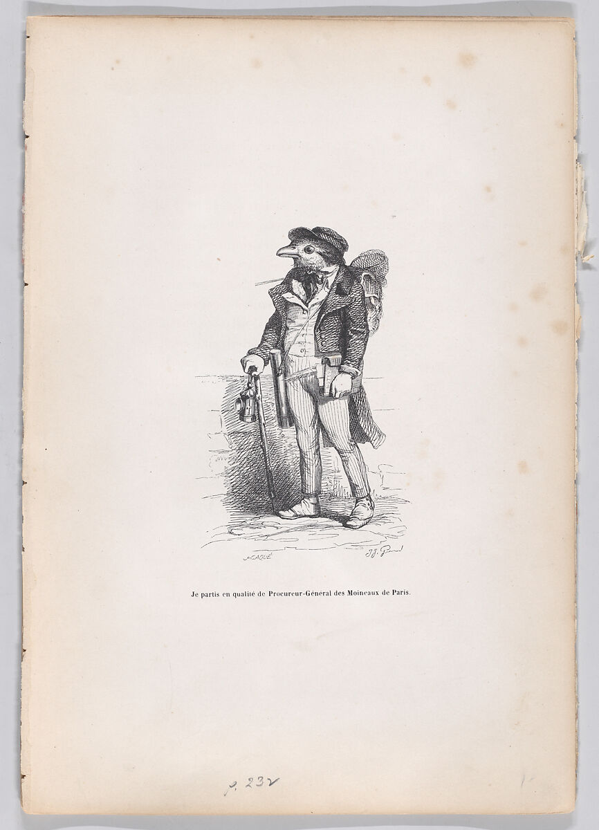 I left as the Attorney-General of Moinraux in Paris, from "Scenes from the Private and Public Life of Animals", J. J. Grandville (French, Nancy 1803–1847 Vanves), Wood engraving 