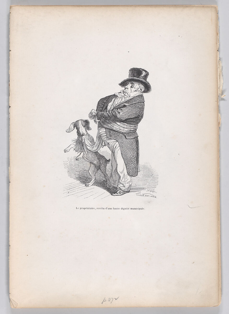 The Proprietor, from "Scenes from the Private and Public Life of Animals", J. J. Grandville (French, Nancy 1803–1847 Vanves), Wood engraving 
