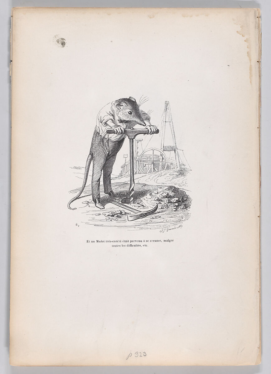 And a very obstinate vole..., from "Scenes from the Private and Public Life of Animals", J. J. Grandville (French, Nancy 1803–1847 Vanves), Wood engraving 