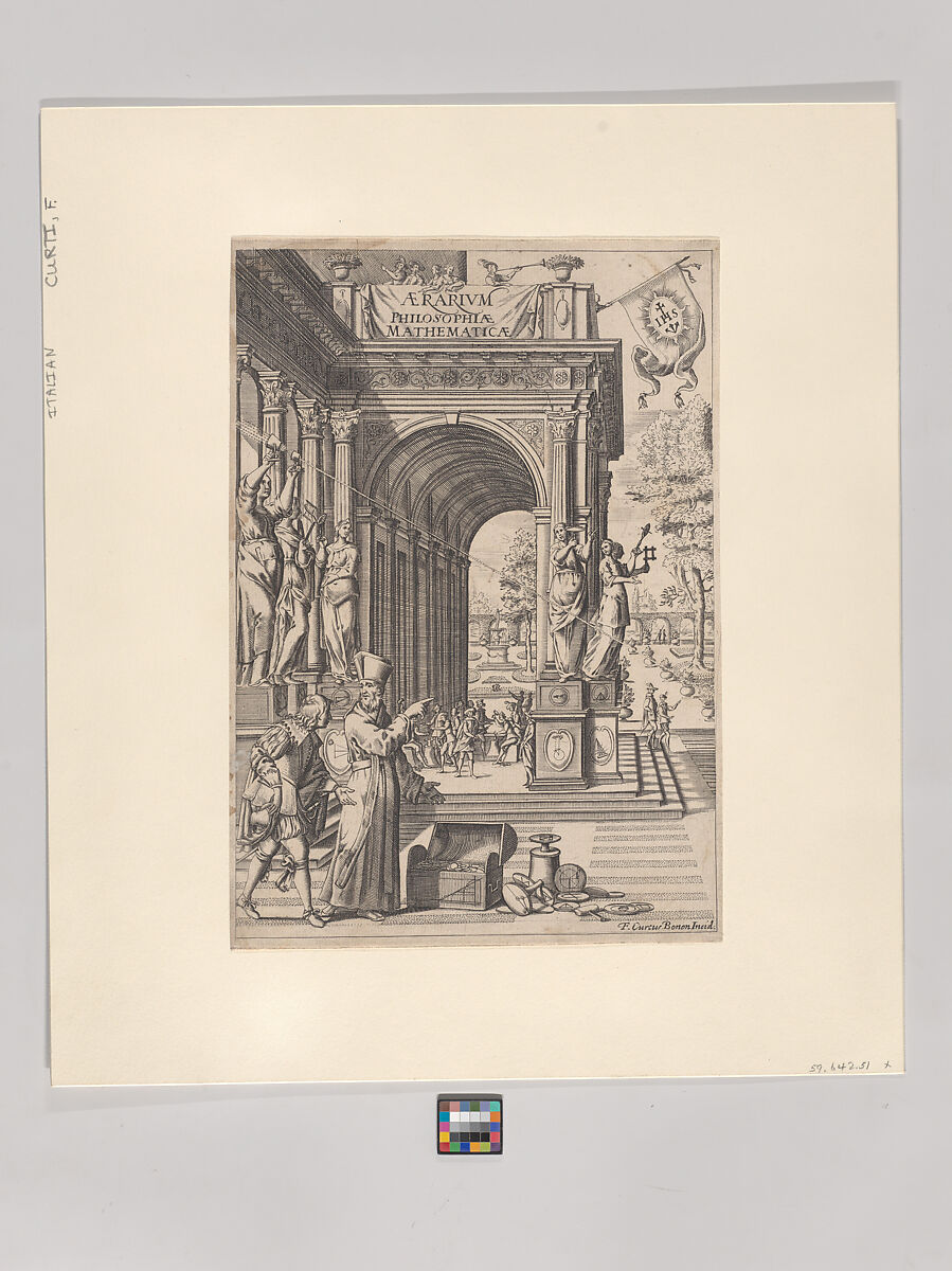 Frontispiece of "Aerarium Philosophiae Mathematicae" by Mario Bettini, Francesco Curti (Italian, 1603–1670), Engraving 