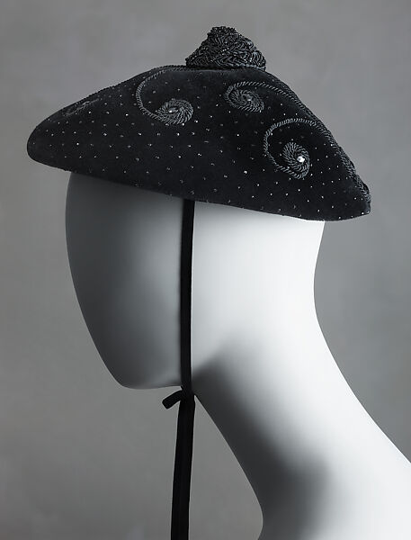 Hat, Valentina (American, born Kyiv 1899–1989), silk, glass, American 