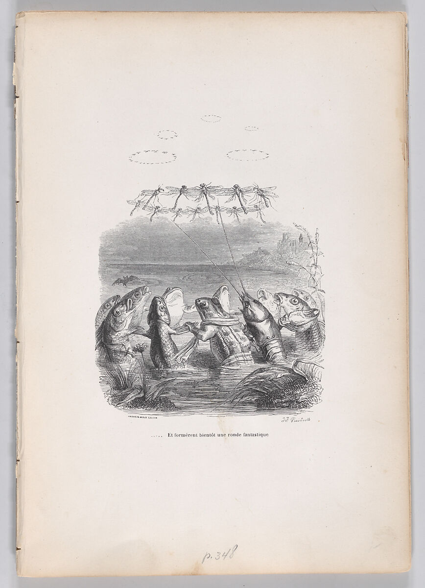 ... and soon formed a fantastic round, from "Scenes from the Private and Public Life of Animals", J. J. Grandville (French, Nancy 1803–1847 Vanves), Wood engraving 