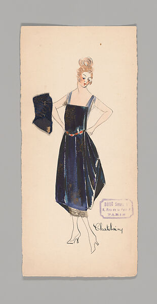 Sketches, Boué Soeurs (French, 1897–1957), Graphite, watercolor, paint, and pen and ink, French