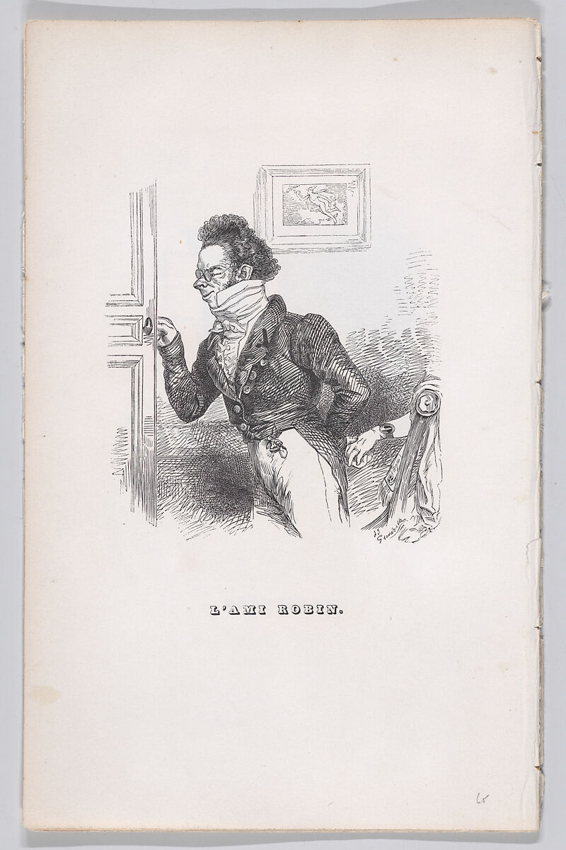 Robin, the Friend, from "The Complete Works of Béranger", J. J. Grandville (French, Nancy 1803–1847 Vanves), Wood engraving 